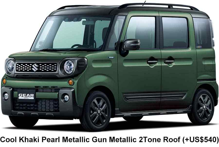 New Suzuki Spacia Gear body color: 2Tone Roof Cool Khaki Pearl Metallic Gun Metallic (+US$540)