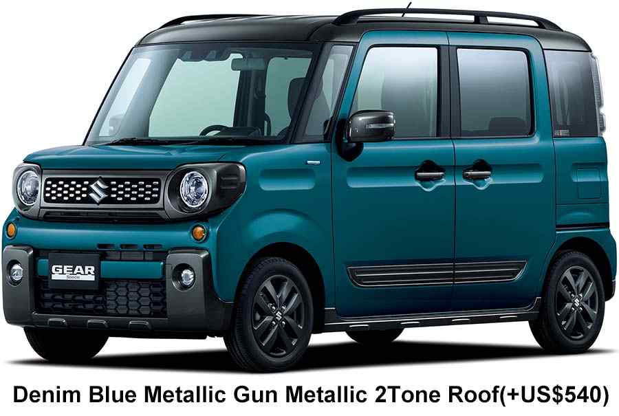 New Suzuki Spacia Gear body color: 2-Tone Roof Denim Blue Metallic Gun Metallic (+US$540)