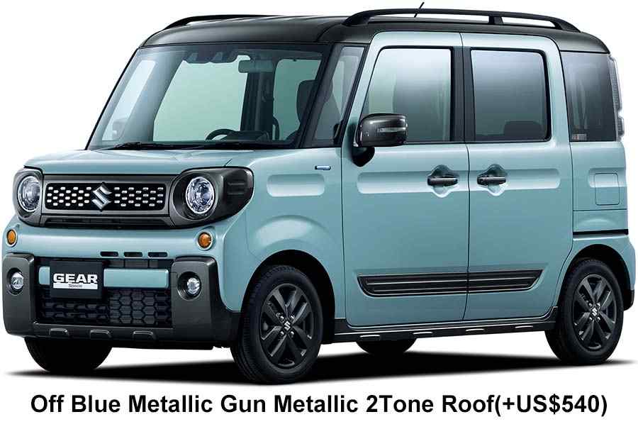 New Suzuki Spacia Gear body color: 2-Tone Roof Off-Blue Metallic Gun Metallic(+US$540)