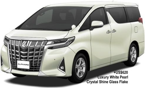 New Toyota Alphard Royal Lounge body color (Regular Model): LUXURY WHITE PEARL CRYSTAL SHINE GLASS FLAKE (option color +US$620)
