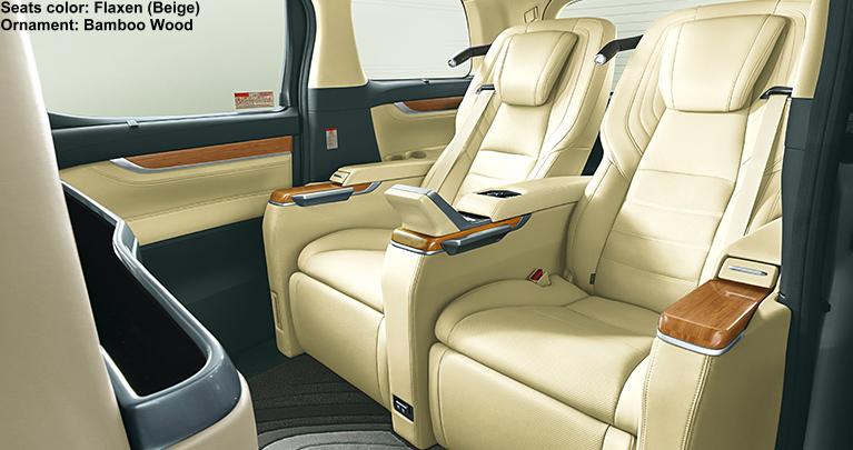 New Toyota Alphard Royal lounge interior photo: Flaxen (Beige) Seats + Bamboo Wood Ornament