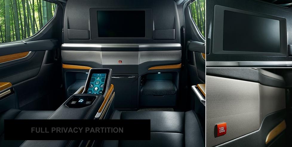 New Toyota Alphard Royal Lounge photo: Partition betwwen driver/front passenger and rear seats passengers 2