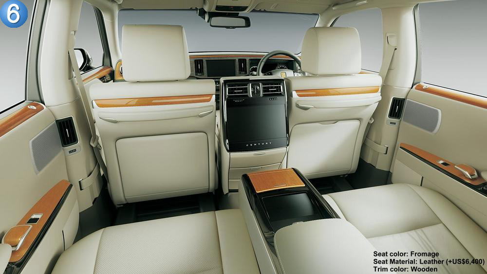 New Toyota Century interior color: Fromage Premium Leather (Wooden) option +US$6,400