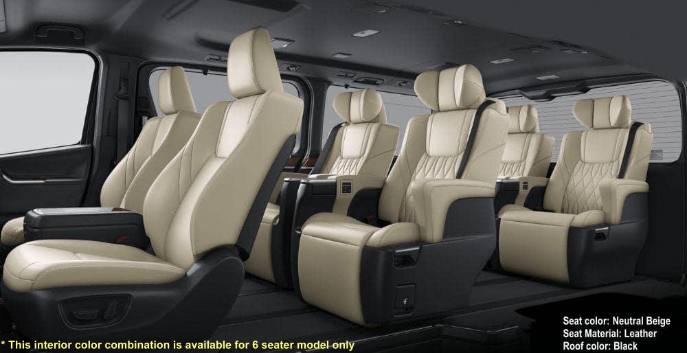 New Toyota Granace interior picture: Neutral Beige Seats + Black Roof (This interior color combination is available for 6 seats model only)