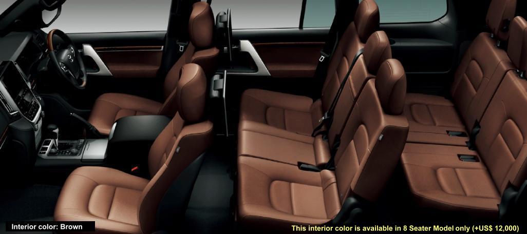 New Toyota Land Cruiser-200 interior color: BROWN Semianilinr Premium Leather Seats (+US$ 13,000)