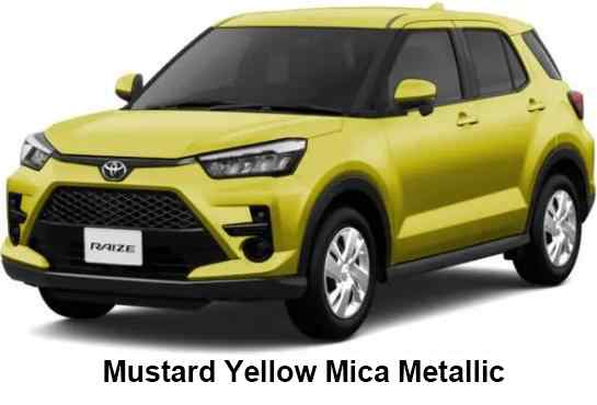 Toyota Raize Color: Mustard Yellow Mica Metallic