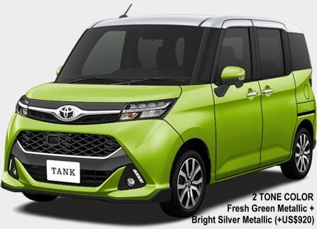 New Toyota Tank Custom body color: FRESH GREEN METALLIC + BRIGHT SILVER METALLIC (TWO TONE COLOR) +US$920