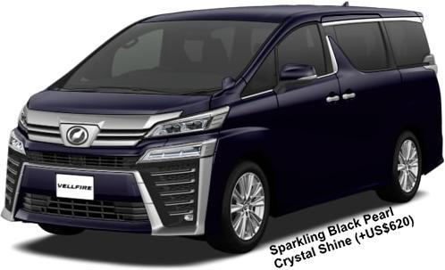 New Toyota Vellfire Royal Lounge body color (Aero Model): SPARKLING BLACK PEARL CRYSTAL SHINE (option color +US$620)