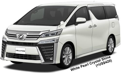 New Toyota Vellfire Royal Lounge body color (Aero Model): WHITE PEARL CRYSTAL SHINE (option color +US$420)