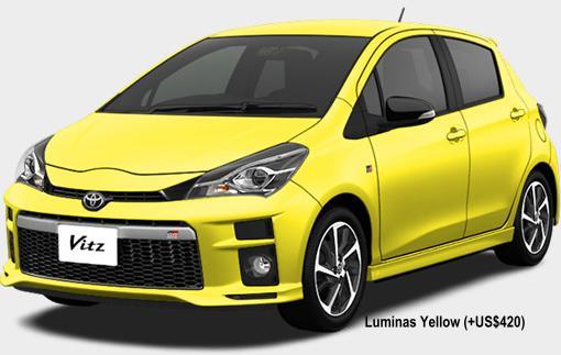 New Toyota Vitz GR-Sport body color: LUMINAS YELLOW (OPTION COLOR +US$420)