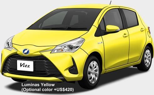 New Toyota Vitz Hybrid body color: Luminas Yellow (Optional color +US$420)