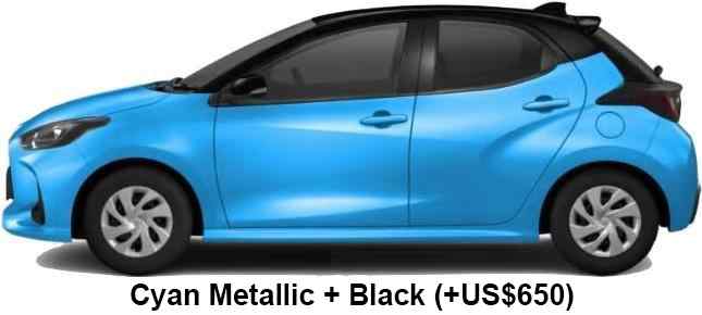 Toyota Yaris Color: Cyan Metallic + Black