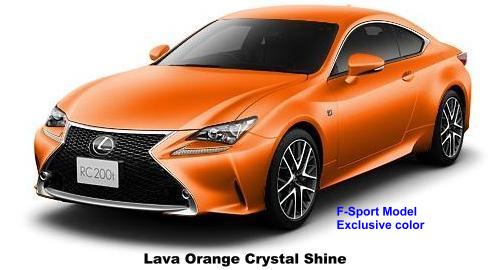 New Lexus RC200T Body color: Lava Orange Crystal Shine (option color only for "F-Sport" Model) +US$ 1,620.-