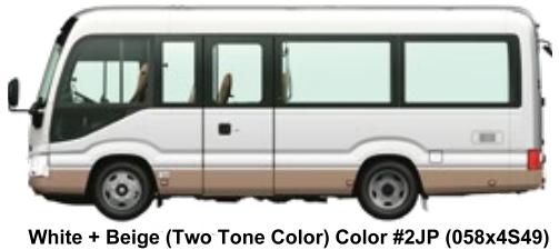 New Toyota Coaster Bus 9 Seater body color: White + Beige (2 Tone color)