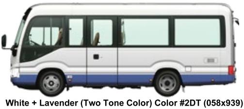 New Toyota Coaster Bus 9 Seater body color: White + Lavender (2 Tone color)
