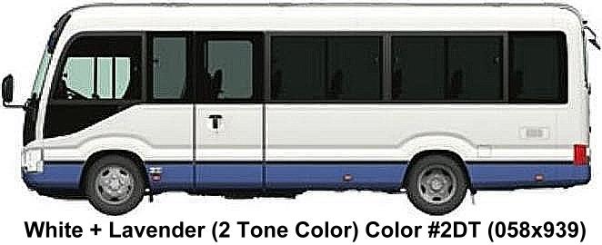 New Toyota Coaster Bus body color: White + Lavender (2 Tone color)