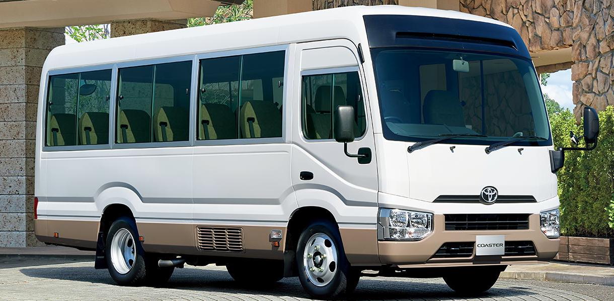 New Toyota Coaster Bus photo: Front view