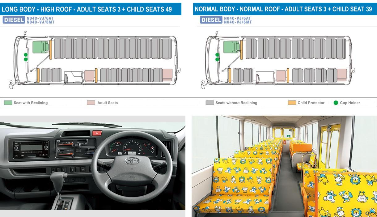 New Toyota Coaster School Bus photo: Interior view