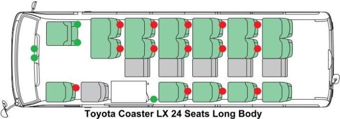 Toyota Coaster LX picture: Seating Arrangement (24 Seater Long Body)