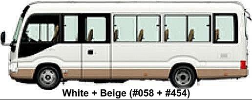 Toyota Coaster LX body color: White + Beige (color No. 058 + 454)