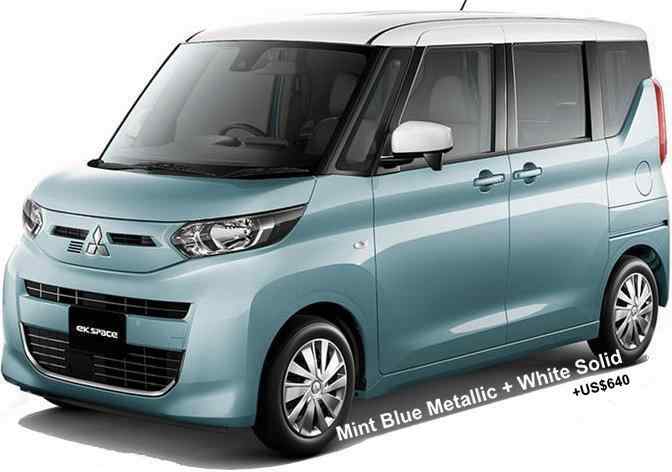 New Mitsubishi EK Space body color: MINT BLUE METALLIC BODY COLOR + WHITE SOLID ROOF COLOR (option color +US$640)
