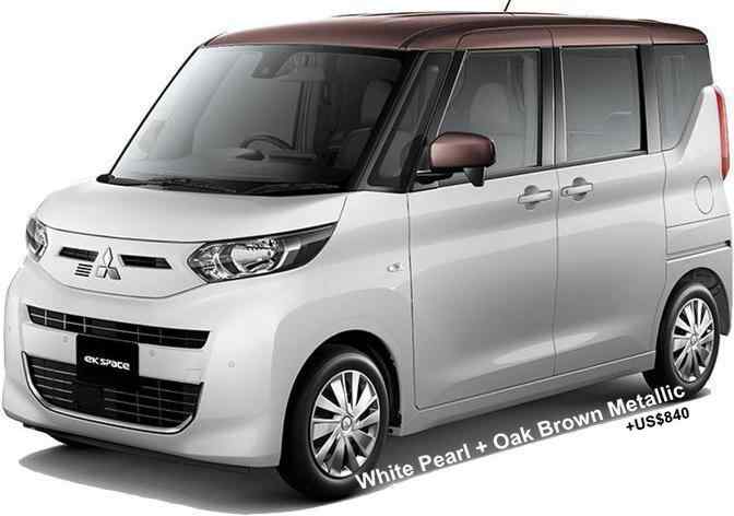 New Mitsubishi EK Space body color: WHITE PEARL BODY COLOR + OAK BROWN METALLIC ROOF COLOR (option color +US$840)