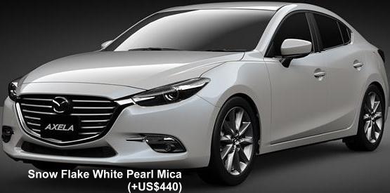 New Mazda Axela Hybrid body color: SNOW FLAKE WHITE PEARL MICA (option color +US$440)