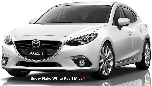New Mazda Axela Sedan body color: Snow Flake White Pearl Mica (option color + US$ 420)
