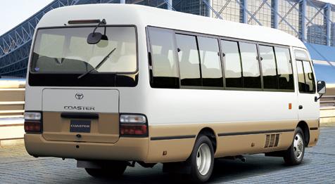 New Toyota Coaster Bus photo: Back view