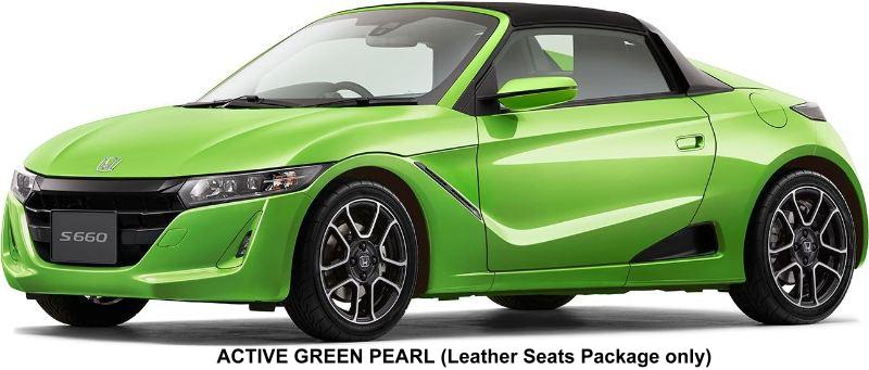 New Honda S660 body color: Active Green Pearl (This body color is available for Leather Seats Package only)