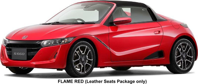 New Honda S660 body color: Flame Red (This body color is available for Leather Seats Package only)