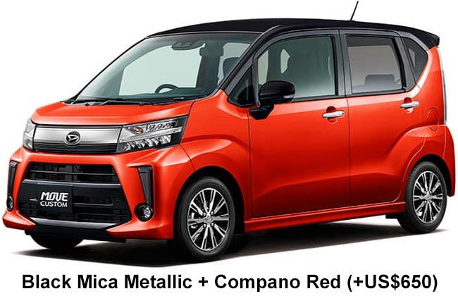 Daihatsu Move Custom Color: Black Mica Metallic + Compano Red