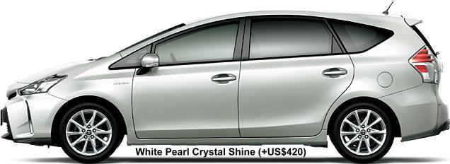 New Toyota Prius Alpha body color: WHITE PEARL CRYSTAL SHINE (option color +US$420)