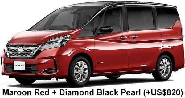 Nissan Serena Hybrid Color: Maroon Red Diamond Black Pearl