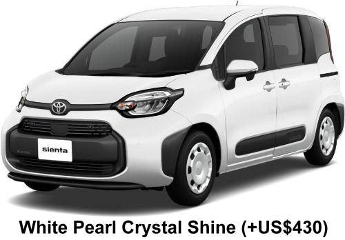 New Toyota Sienta Hybrid body color: WHITE PEARL CRYSTAL SHINE (OPTION COLOR +US$430)