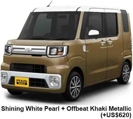 Toyota Pixis Mega Color: Shining White Pearl Offbeat Khaki Metallic