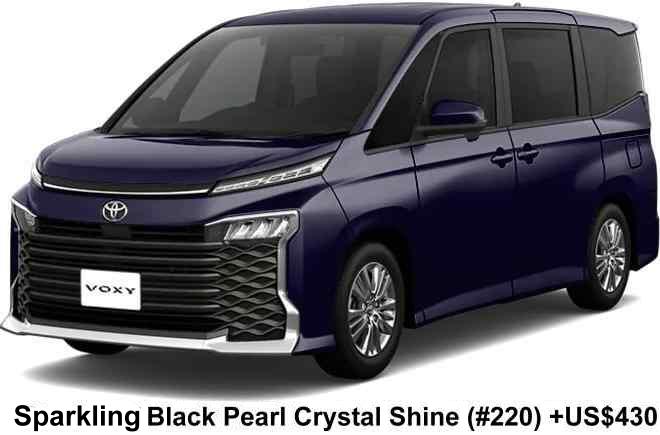New Toyota Voxy Hybrid body color: SPARKLING BLACK PEARL CRYSTAL SHINE (Color No. 220) OPTION COLOR +US$ 430