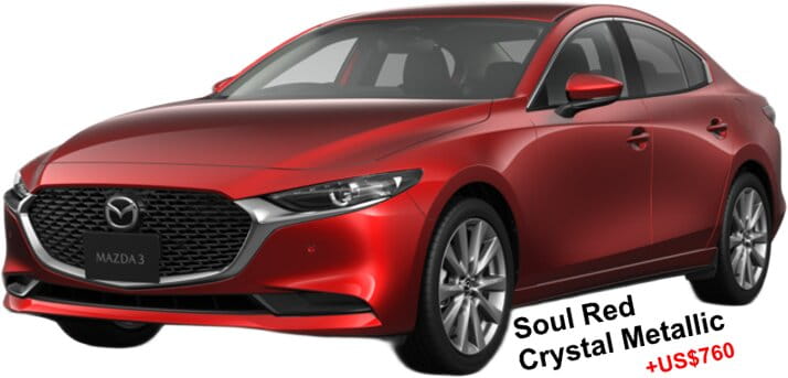 Mazda-3 Sedan body color: Soul Red Crystal Metallic (+US$760)