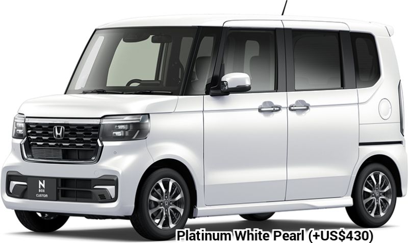 Honda N-Box Custom body color: Platinum White Pearl (+US$430)