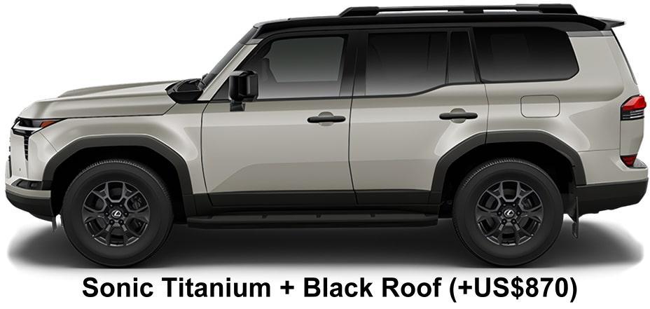New Lexus GX550 Overtrail+ body color: Sonic Titanium + Black Roof (+US$870)