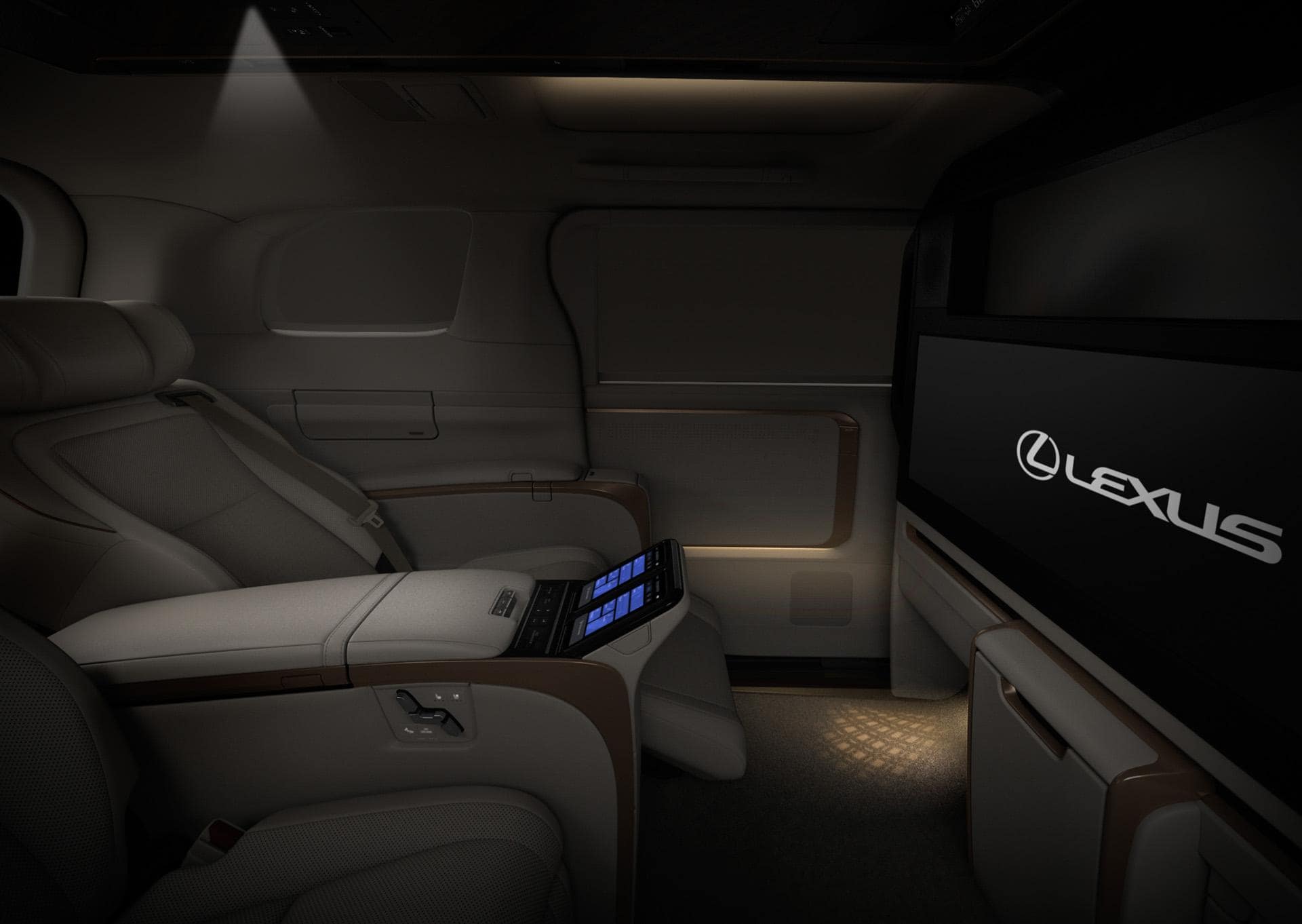 New Lexus LM500H Executive photo: interior view image (Solis White interior color) 9