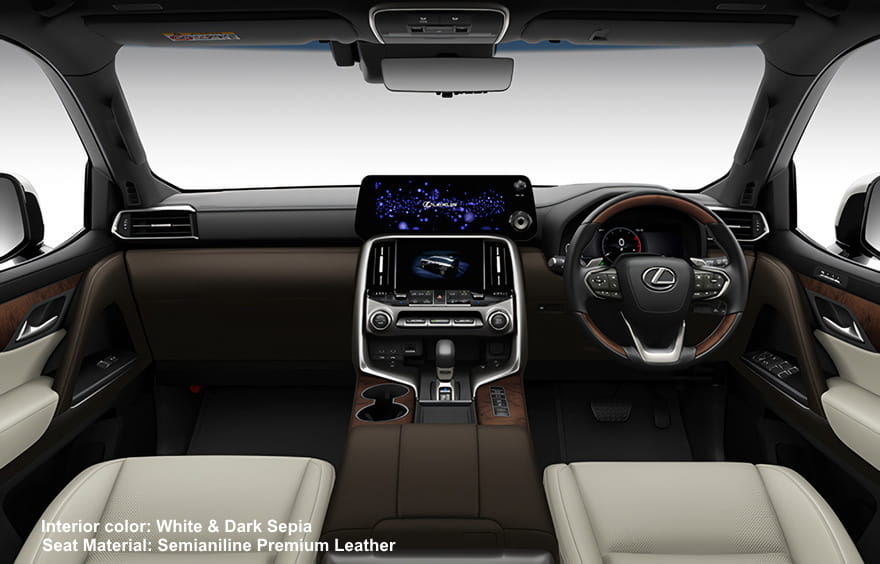 New Lexus LX700h photo: Cockpit view image (White and Dark Sepia) picture