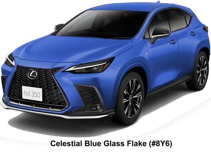 New Lexus NX350 F-Sport body color; Celestial Blue Glass Flake (Color No. 8Y6)