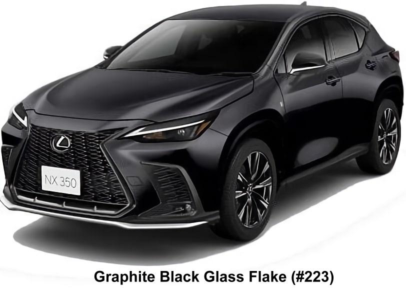 New Lexus NX350 F-Sport body color; Graphite Black Glass Flake (Color No. 223)