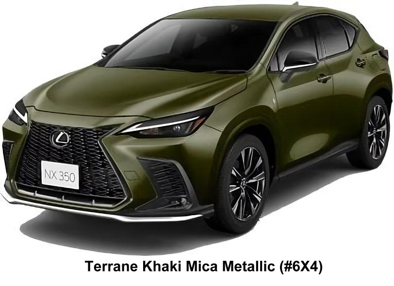 New Lexus NX350 F-Sport body color; Terrane Khaki Mica Metallic (Color No. 6X4)
