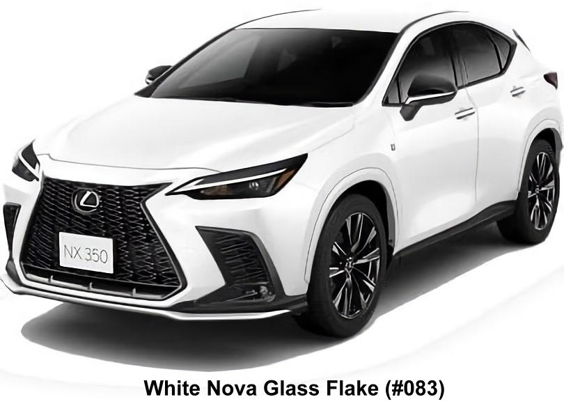 New Lexus NX350 F-Sport body color; White Nova Glass Flake (Color No. 083)