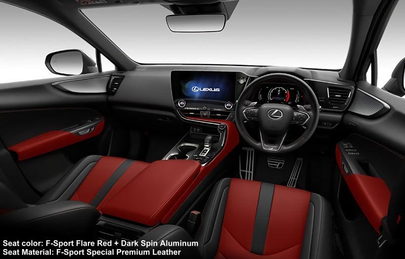 New Lexus NX350 F-Sport photo: Cockpit view image (F-Sport Special Flare Red + Dark Spin Aluminum)