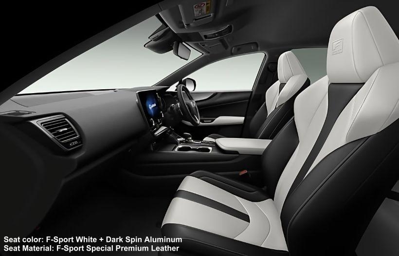 New Lexus NX350 F-Sport photo: Interior view image (F-Sport Special White + Dark Spin Aluminum)