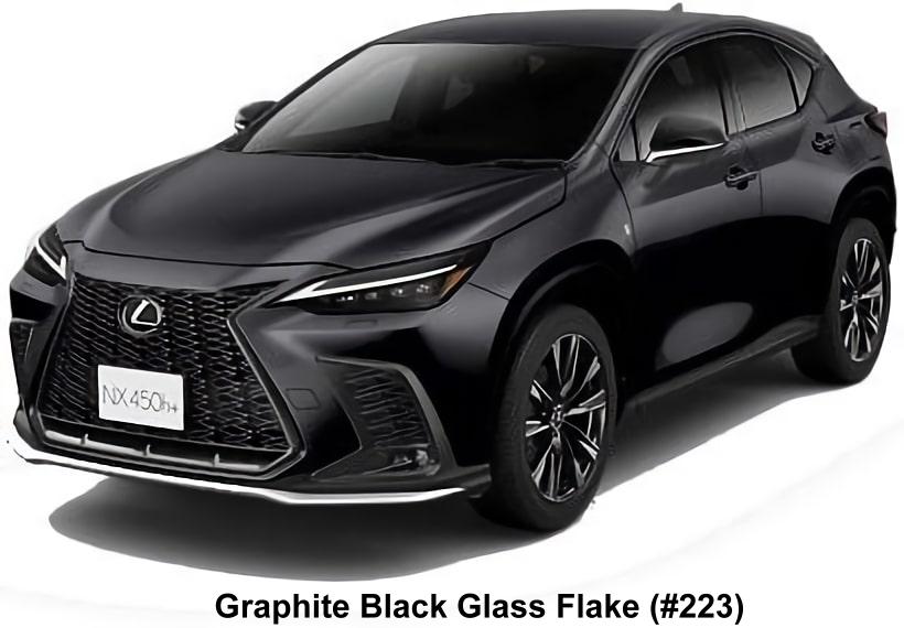 New Lexus NX450h+ F-Sport body color; Graphite Black Glass Flake (Color No. 223)