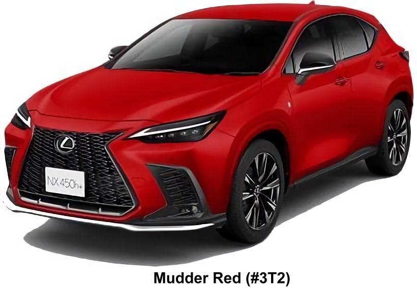 New Lexus NX450h+ F-Sport body color; Mudder Red (Color No. 3T2)